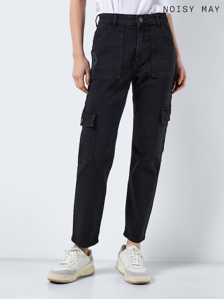 NOISY MAY Black Cargo Straight Leg Jeans (K60904) | €20.50