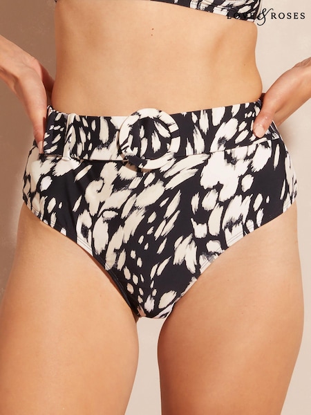 Negru monocrom - Bikini de plajă cu talie înaltă și detaliu răsucit Love &Roses (K61048) | 78 LEI