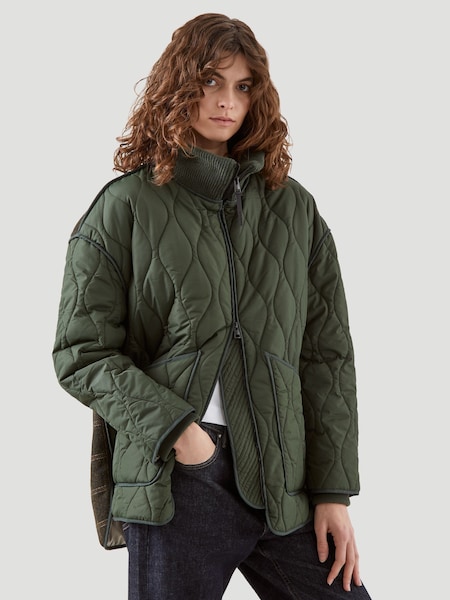 Kaldtvaer Khaki Green Arendal Onion Quilted Check Back Padded Jacket (K61229) | €64