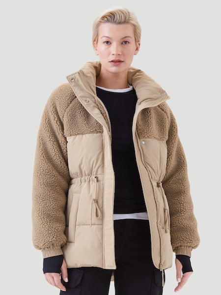 Cream - Kaldtvaer Bryne Kurze Pufferjacke aus Polyester mit Teddyfellbesatz (K61230) | 88 €