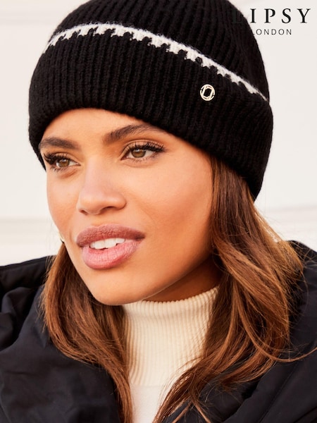 Lipsy Black Super Soft Contrast Beanie Hat (K61524) | €9