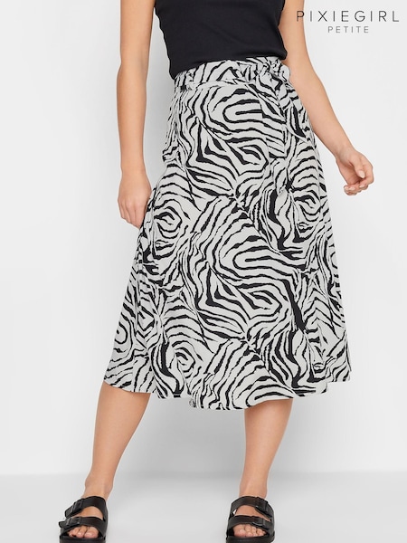 Zebramuster, Schwarz - PixieGirl Petite Belted Midi Skirt (K62129) | 8 €