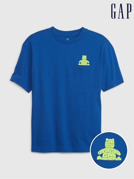 Gap Blue Brannan Bear Graphic Short Sleeve Pocket T-Shirt (K62369) | €3.50