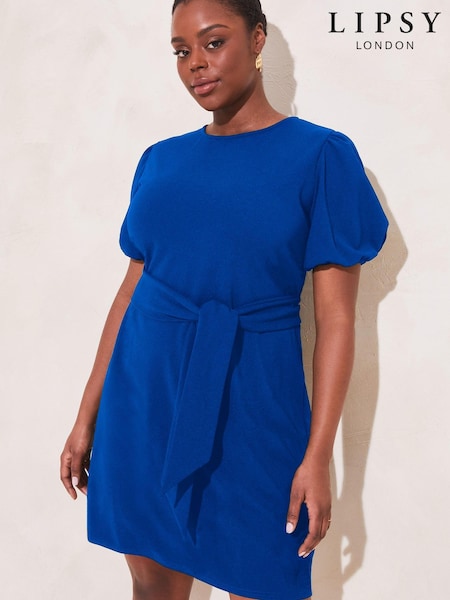 Lipsy Cobalt Blue Curve Puff Sleeve Belted Shift Dress (K62733) | € 9
