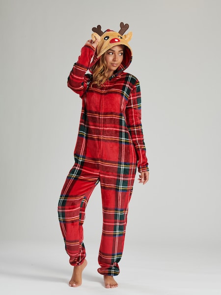 Loungeable Tartan Fleece Reindeer All-In-One (K63364) | 26 €