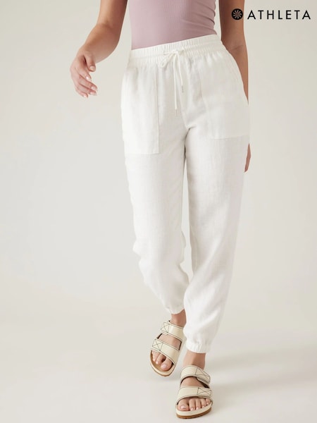 Athleta White Retreat Linen Joggers (K63474) | €40