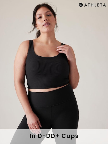 Athleta Black D-DD Cup Ribbed Cut-Out Longline Low Impact Sports Bra (K63481) | €31