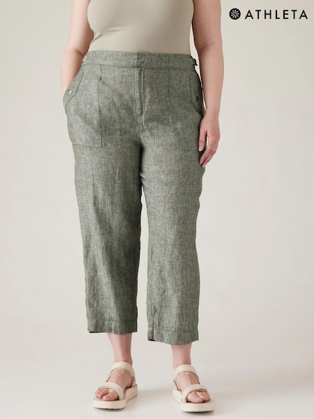 Athleta Green Voyager Linen Trousers (K63497) | €41