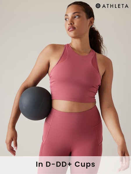 Athleta Pink Conscious Mesh Crop Medium Impact Sports Bra (K64011) | €17