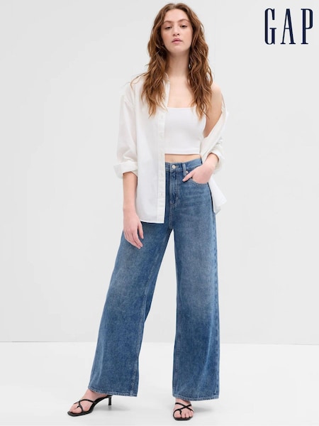Gap Mid Blue High Waisted Wide Leg Jeans (K64060) | €59
