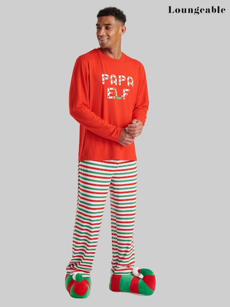 Loungeable Red 'Mens 'Papa Elf' Long Sleeve And Long Pant Pyjama Set (K65111) | €10.50