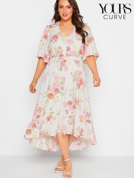 Yours Curve Cream High Low Midi Dress (K65444) | €25