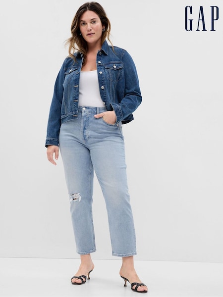 Gap Blue High Waisted Ripped Straight Jeans (K65712) | €30