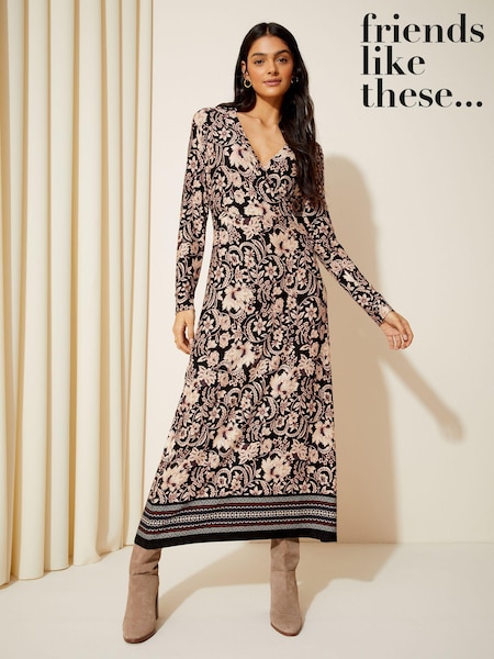 Friends Like These Long Sleeve Jersey Wrap Midi Dress (K65718) | 13 €
