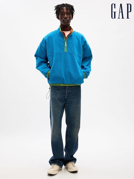 Gap Blue & Orange Unisex Sean Wotherspoon Reversible Half-Zip Fleece Pullover (K66231) | €46