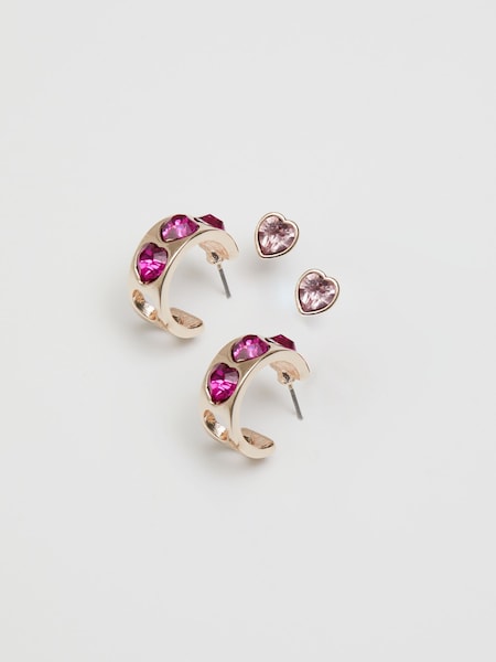 Lipsy Jewellery Gold Heart Stud And Hoop Earrings - Pack of 2 (K66696) | €19