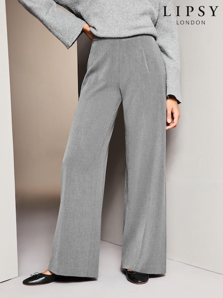 Lipsy Grey Petite Wide Leg Tailored Trousers (K67184) | €13.50
