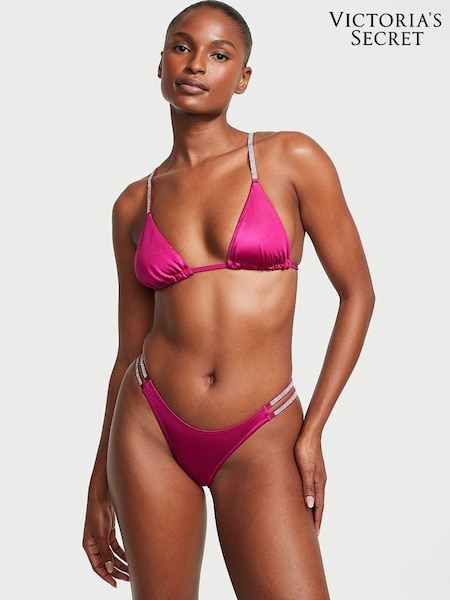 Victoria's Secret Berry Blush Pink Brazilian Shine Strap Swim Bikini Bottom (K67652) | €15.50