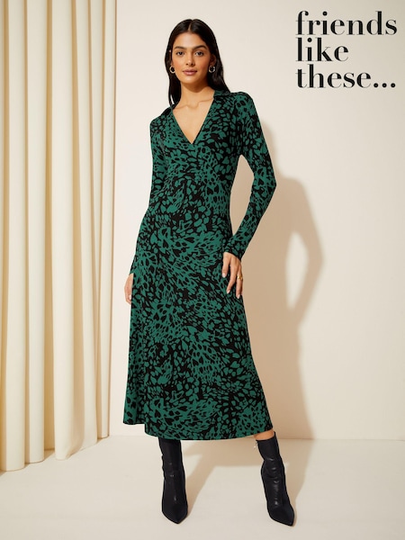 Friends Like These Long Sleeve Jersey Wrap Midi Dress (K68149) | €10