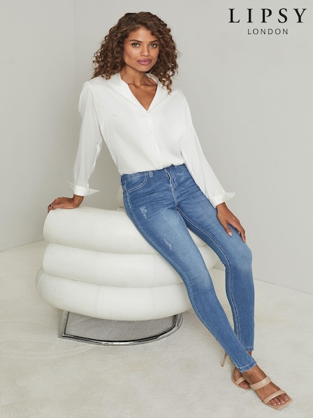 Умеренный синий - Lipsy Mid Rise Stretch Skinny Jeans (K68682) | €17