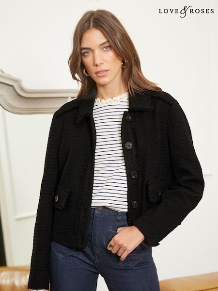 Love & Roses Boucle Tailored Button Through Jacket (K69135) | 211 LEI