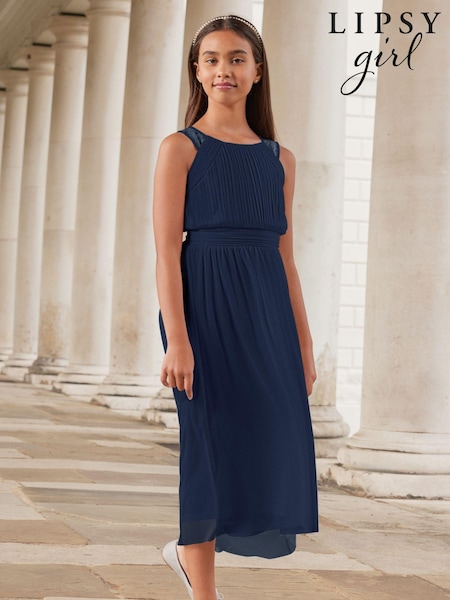 Lipsy Navy Blue Embellished Strap Midi Occasion Dress (K69264) | € 28 - € 32