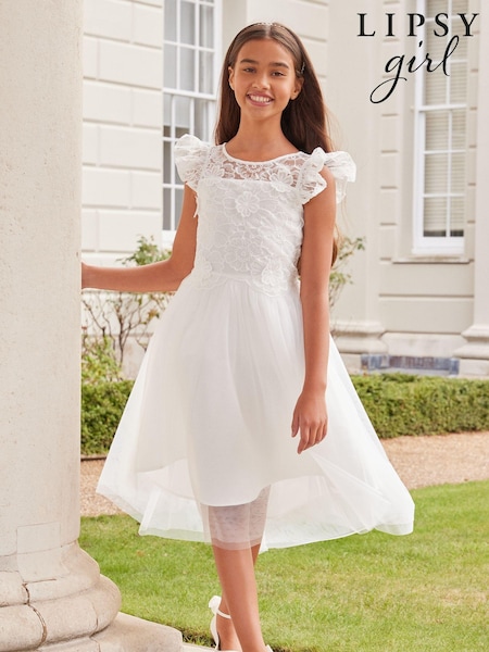 Lipsy Ivory Lace Bodice Occasion Dress (5-16yrs) (K69265) | € 31 - € 36