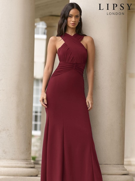 Lipsy Red Bridesmaid Multiway Fabric Mix Maxi Dress (K69293) | €36