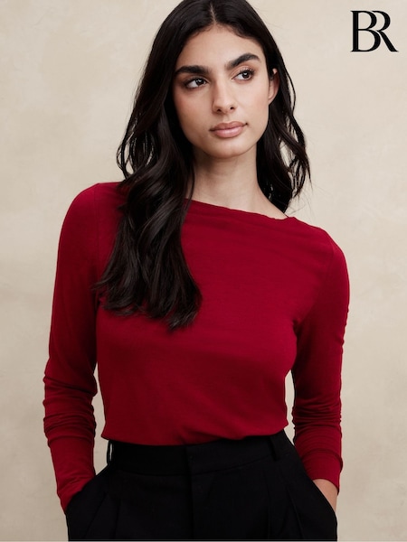 Banana Republic Red Aleah Boatneck Top (K70014) | €48