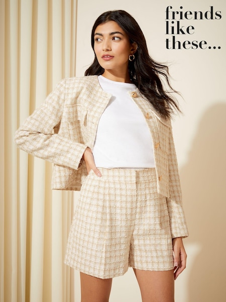 Friends Like These Ivory White Boucle Tailored Shorts (K70054) | €24