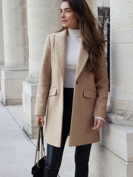 Friends Like These Camel Boucle Petite Tailored Single Button Coat (K70145) | €53