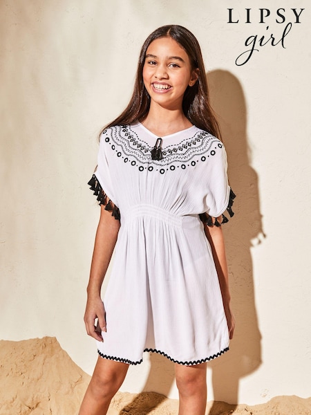 Alb - Lipsy Cheesecloth Kaftan (2-16ani) (K70174) | 124 LEI - 163 LEI
