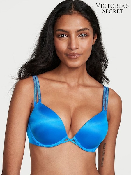 Victoria's Secret Shocking Blue Lace Add 2 Cups Push Up Double Shine Strap Add 2 Cups Push Up Bombshell Bra (K70230) | €26
