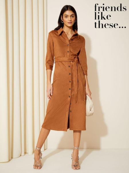 Friends Like These Camel Suedette Maxi Dress (K70586) | €35