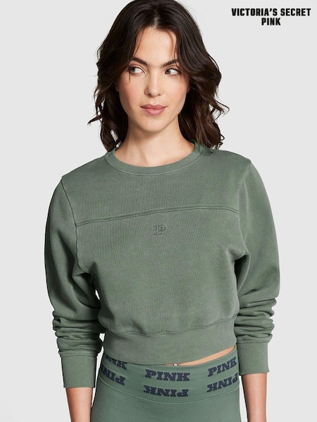 Victoria's Secret PINK Fresh Forest Green Fleece Crewneck Sweatshirt (K70653) | €22