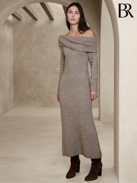 Banana Republic Beige Rosie Off-Shoulder Jumper Dress (K70674) | €70