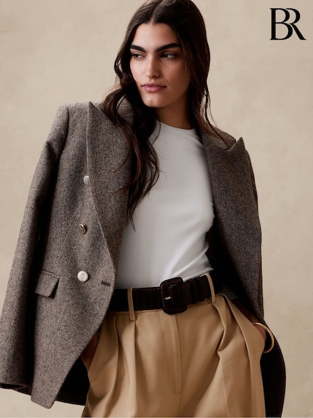 Valkoinen - Banana Republic Refined Pyöreä kaula-aukko Pitkä hiha Top (K70684) | €55