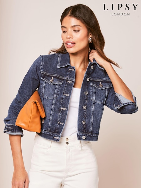 Lipsy Dark Blue Crop Denim Jacket (K70786) | €18
