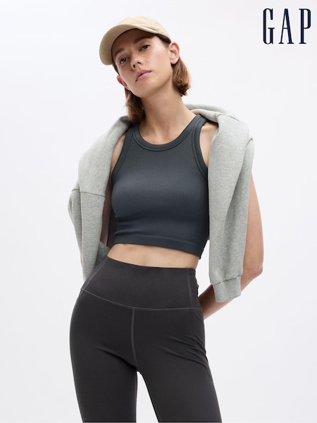 Gap Grey Seamless Rib Cropped Halter Vest (K71131) | €7