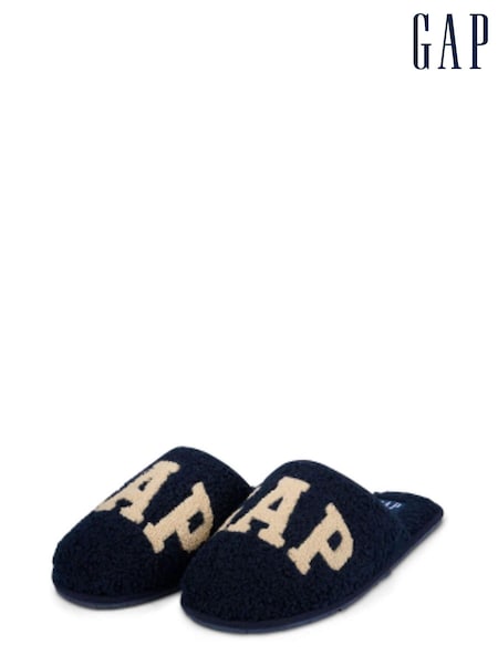 Gap Navy Blue Men's Plano Logo Borg Slippers (K71723) | €59