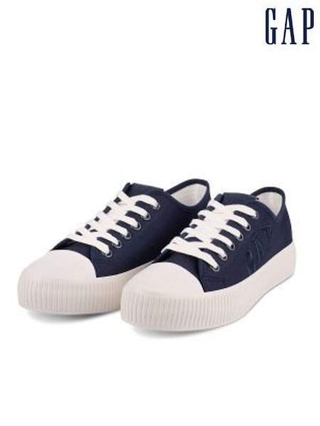Gap Navy Blue Jackson Low Top Canvas Platform Trainers (K71727) | €79