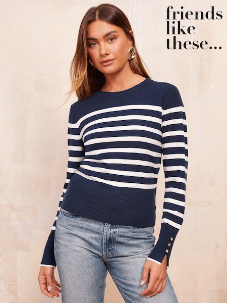 Friends Like These Stripe Long Sleeve Crew Neck Jumper (K71797) | kr386