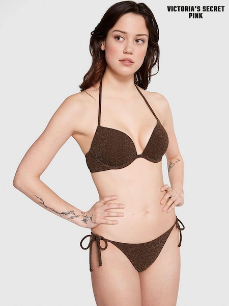 Victoria's Secret PINK Ganache Brown Shimmer Tie Side Bikini Bottom (K71830) | €17