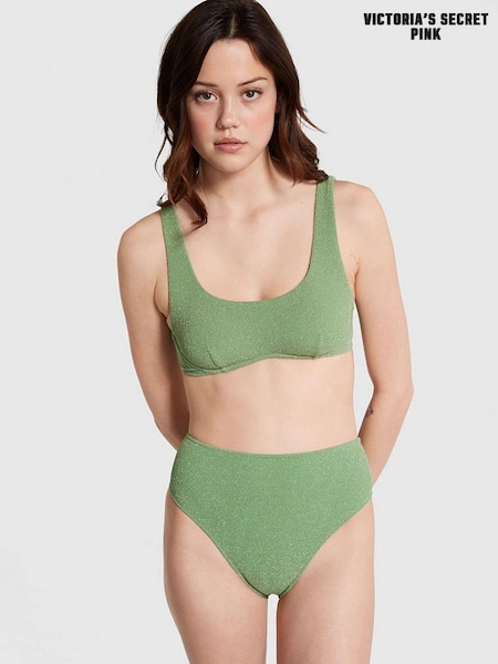 Victoria's Secret PINK Wild Grass Green High Waisted Bikini Bottom (K71840) | €17