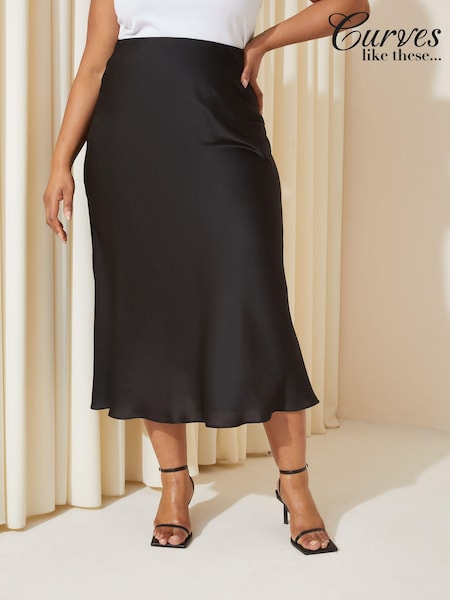 Curves Like These Satin Bias Midi Skirt (K72013) | 24 €