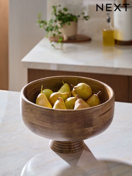 Natural Mango Wood Large Footed Fruit Bowl (K72055) | €58