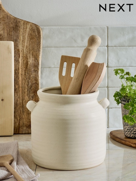 Natural Large Ceramic Utensil Pot (K72085) | € 42