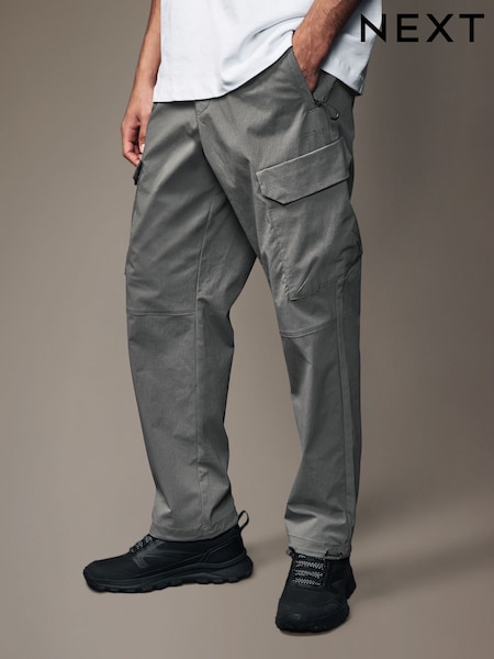 Light Grey Regular Fit Ripstop Tech Cargo Trousers (K72088) | AED99