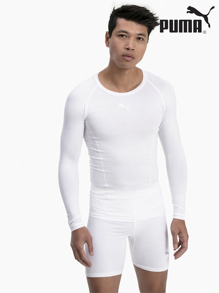 Puma White Baselayer Long Sleeve Mens T-Shirt (K72154) | €37