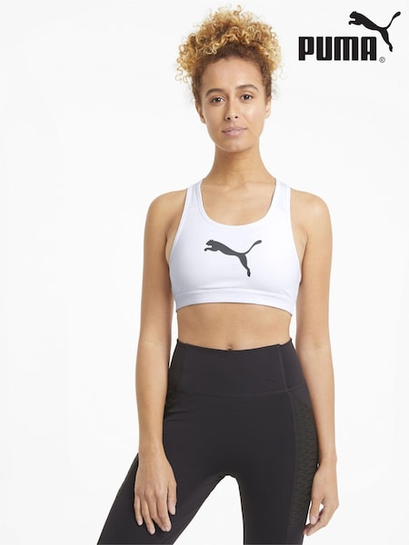 Puma White Mid Impact 4Keeps Training Bra (K72164) | AED128